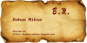 Bohus Miksa névjegykártya